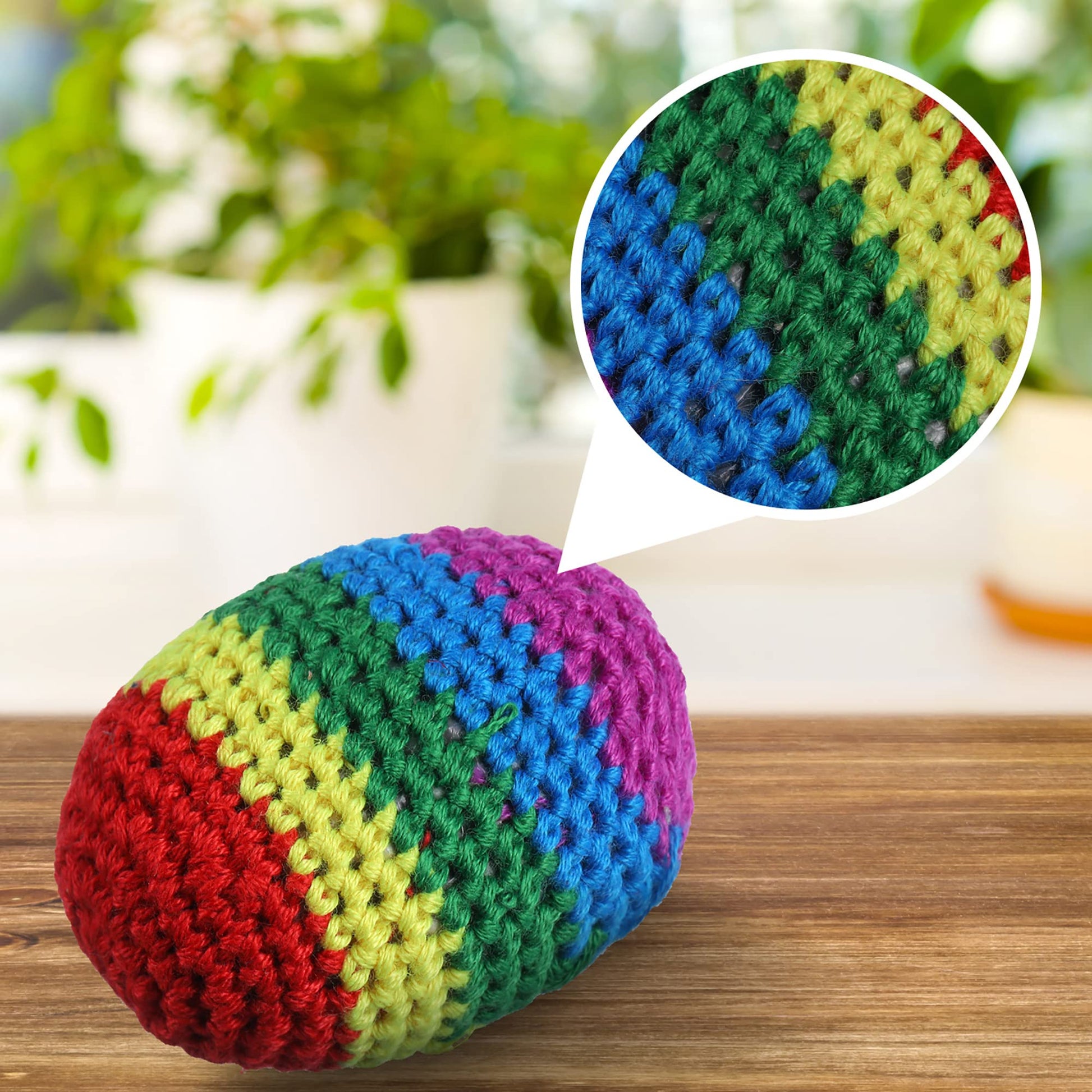 Blulu 5 Pieces Funny Hacky Ball Sacks Assoerted Colors Woven Kickball Soft Knitted Kick Balls for Children and Beginners