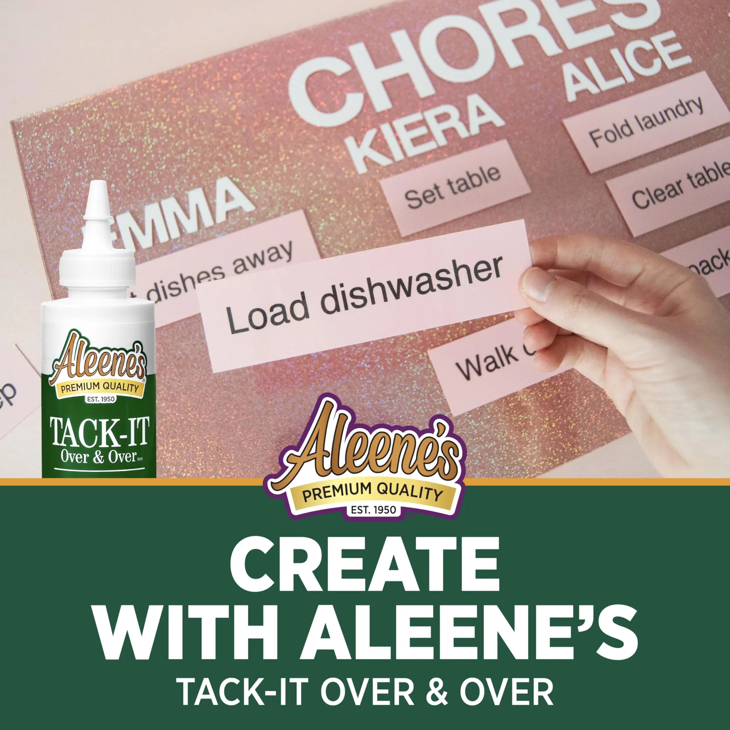 Aleene's Tack-It Over & Over Liquid Glue 4 fl oz, Repositionable and Removable Adhesive, Clear