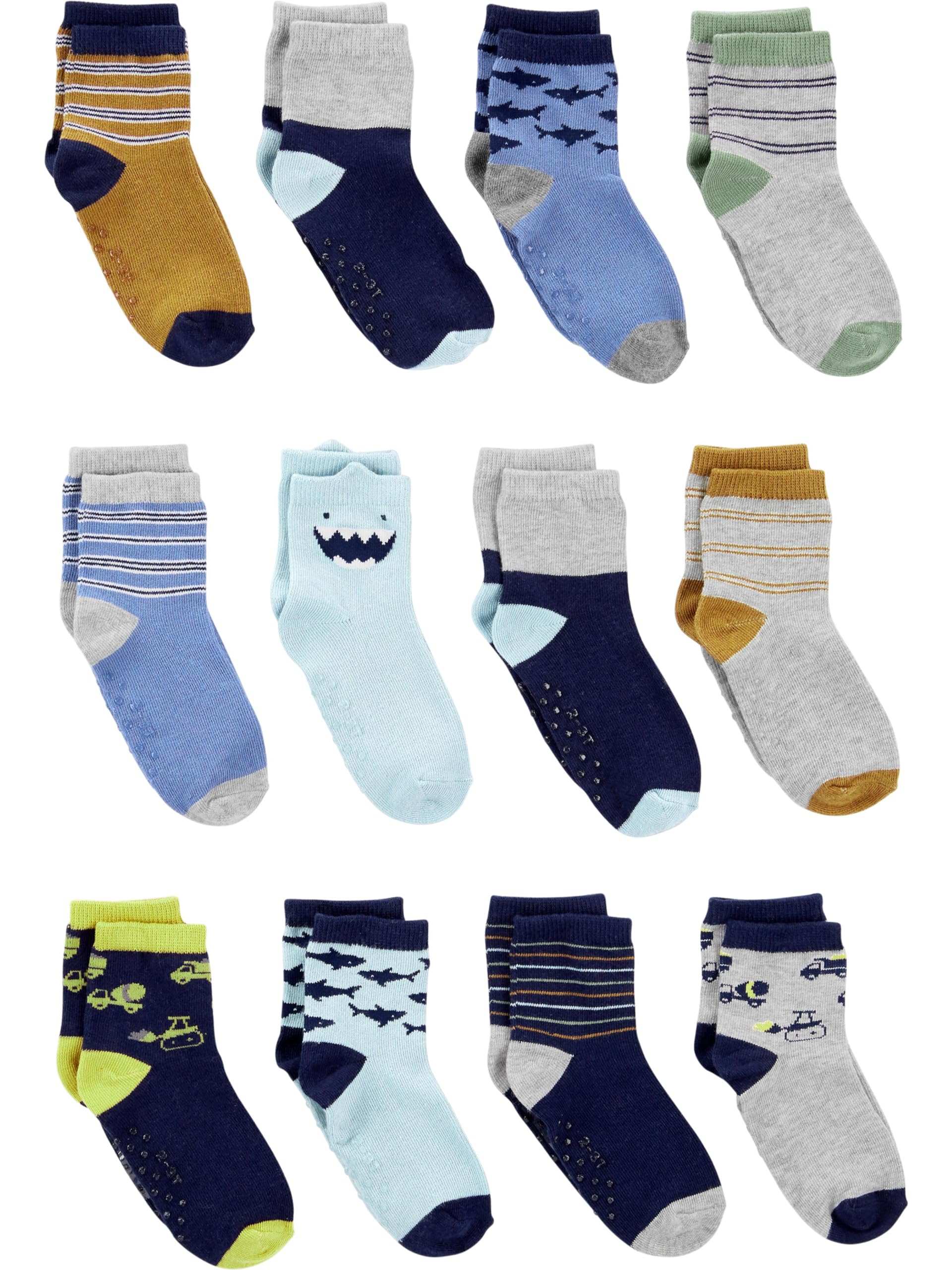 Simple Joys by Carter's Baby Toddler 12-Pack Socks, Animal Print/Avocados/Cat/Dots, 4-5T