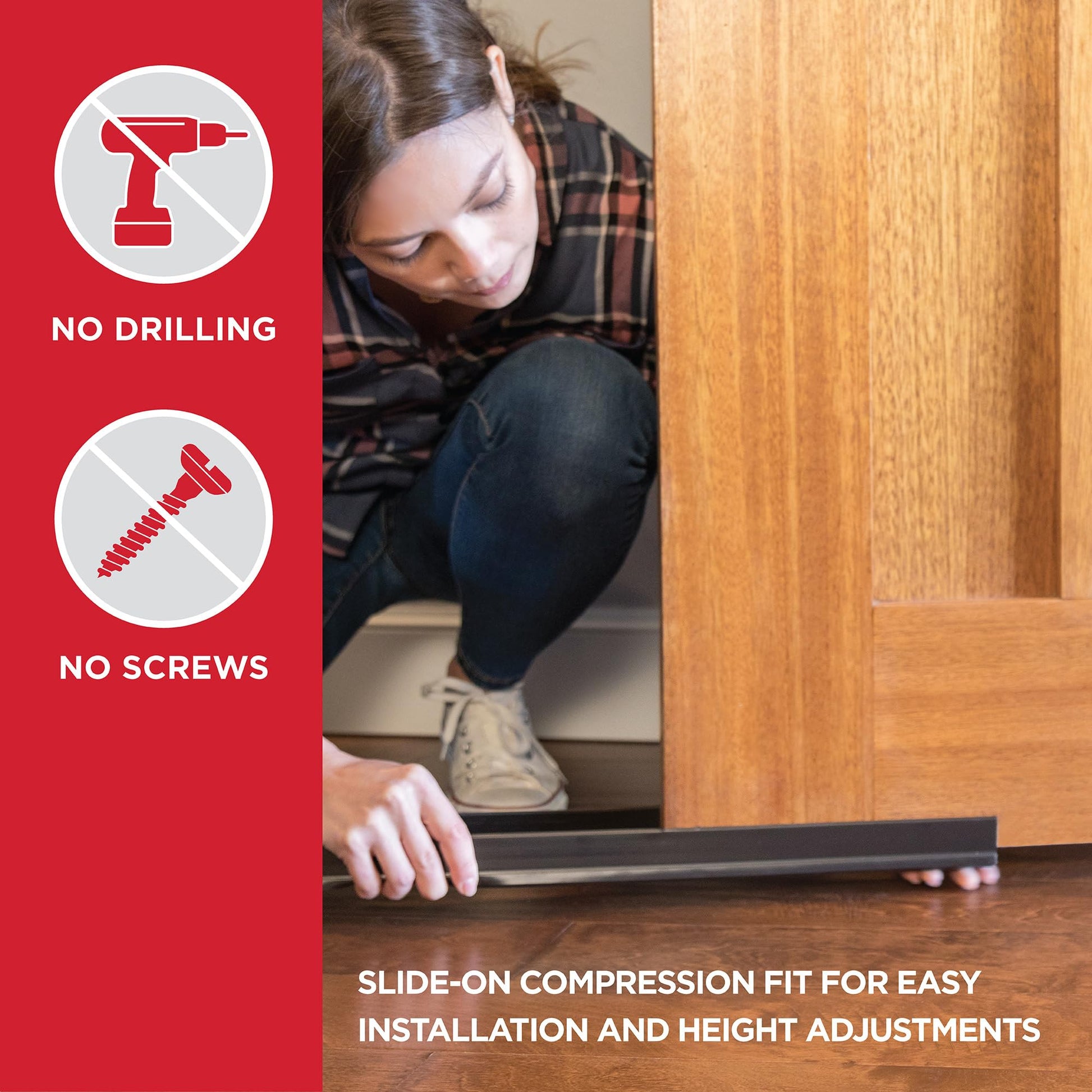 M-D Building Products 43336 Vinyl Cinch® U-Shape Slide-On Under Door Seal, Easy-to-Install, Energy-Saving, Weatherproof Seal for Doors, Effective Draft Blocker, Ideal for Home (36 Inch, White)