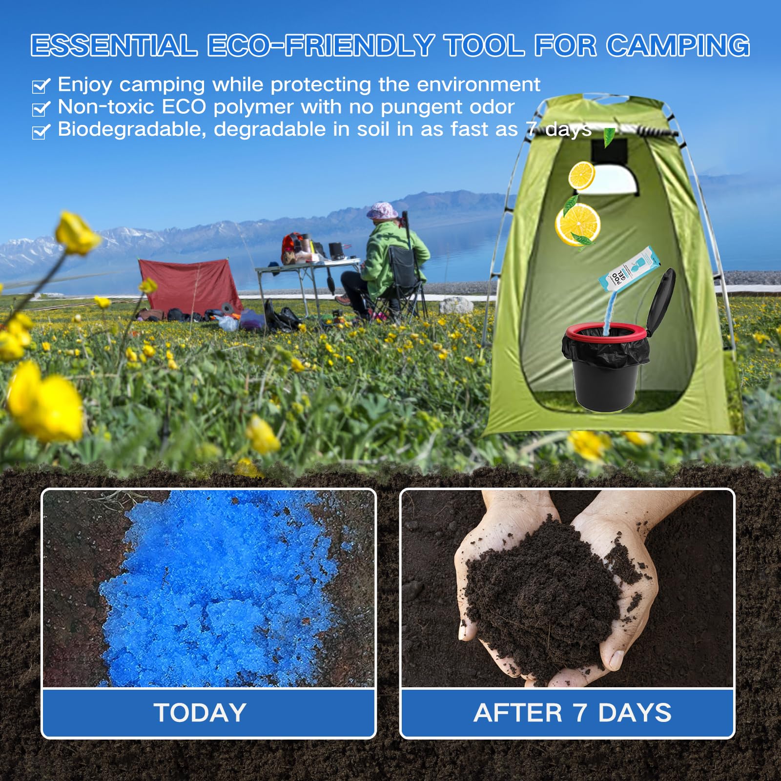 oceanengine Portable Toilet Absorbent Gel, Portable Toilet Powder Poo Urine Powder for Camping Outdoor Hiking