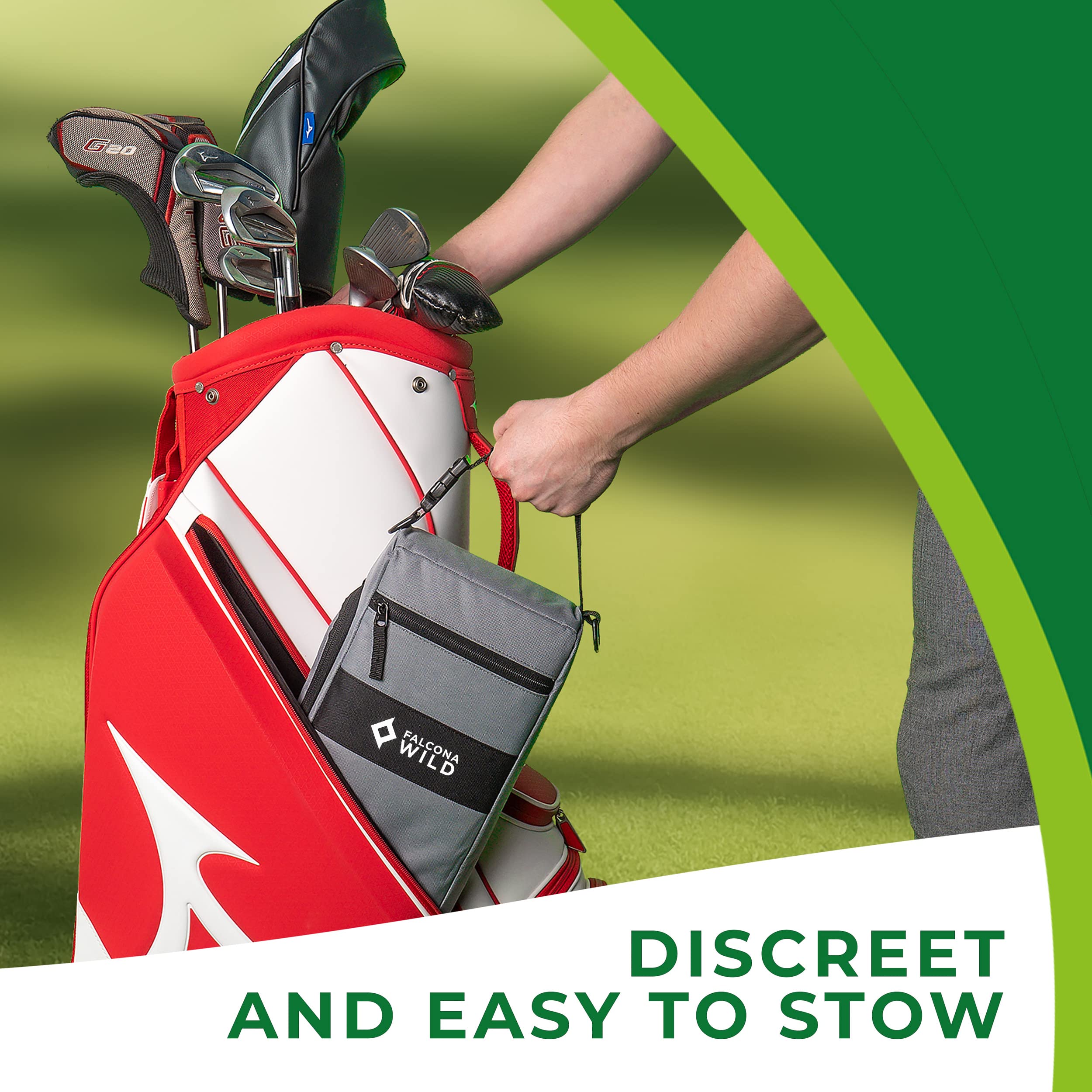 Falcona Wild Golf Cooler Bag Plus 2 Ice Packs - Keeps Drinks Cold for Hours - Holds 6 Cans - Fits Discreetly in Golf Bags - Insulated Beer Sleeve and Cooler Accessories