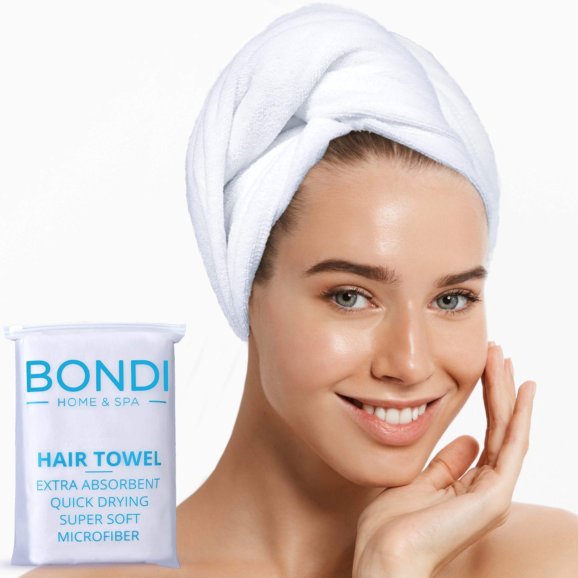 Bondi SPA Microfiber Hair Towel – Dries Hair 50% Faster – Anti-Frizz – Highly Absorbent & Super Soft - XL (42 x 22) - Rectangle