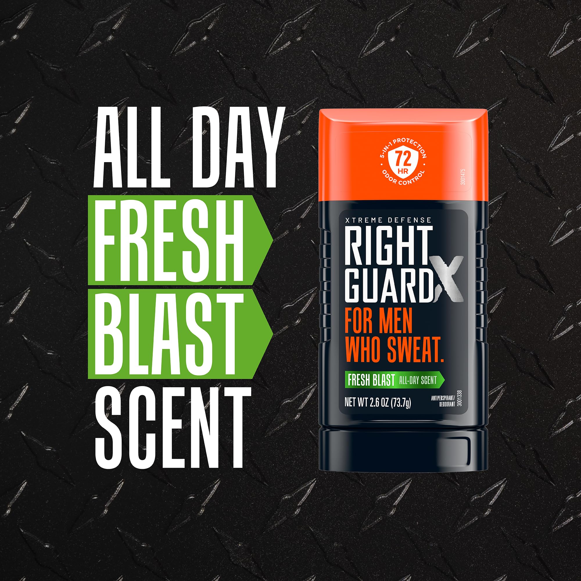 Right Guard Xtreme Defense Invisible Solid Antiperspirant Deodorant, Fresh Blast Scent - 5-in-1 Deodorant Men Can Trust, 72-Hour Odor Control, 2.6 oz (4 Pack)