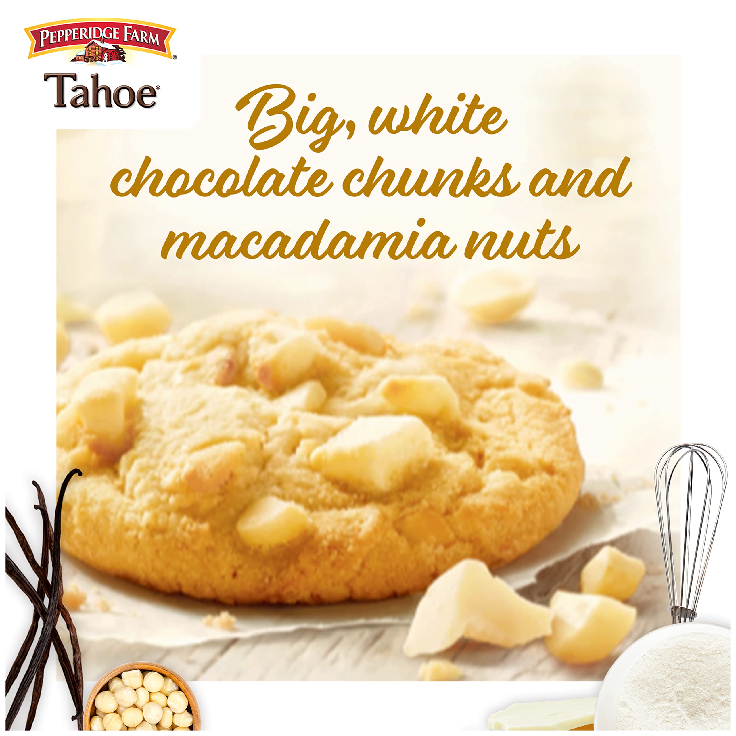 Pepperidge Farm Tahoe Crispy White Chocolate Macadamia Nut Cookies, 7.2 OZ Bag (8 Cookies)