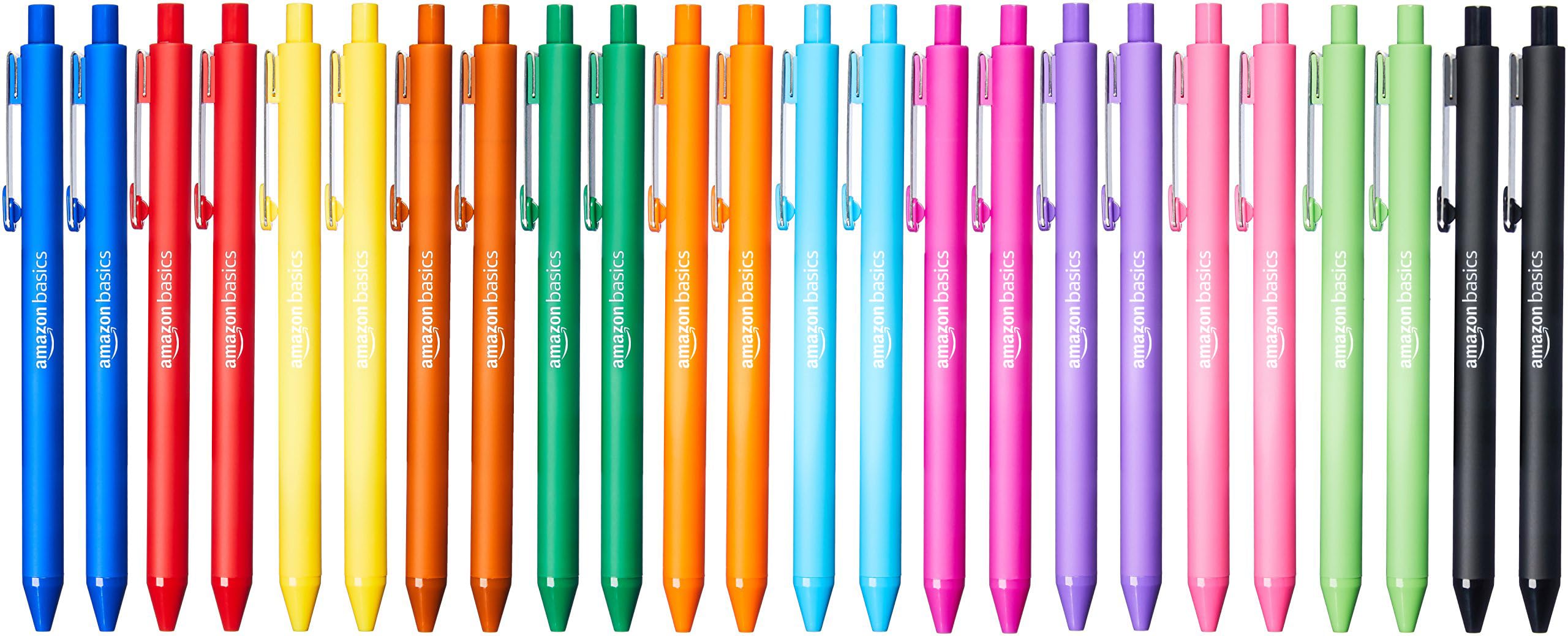 Amazon Basics Retractable Ballpoint Pen - Assorted Colors - 24-Pack