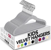 Utopia Home Kids Hangers Velvet (50 Pack) - 11 Inch Durable Baby Hangers for Closet - Perfect for Toddler & Non Slip for Everyday Use (Grey)