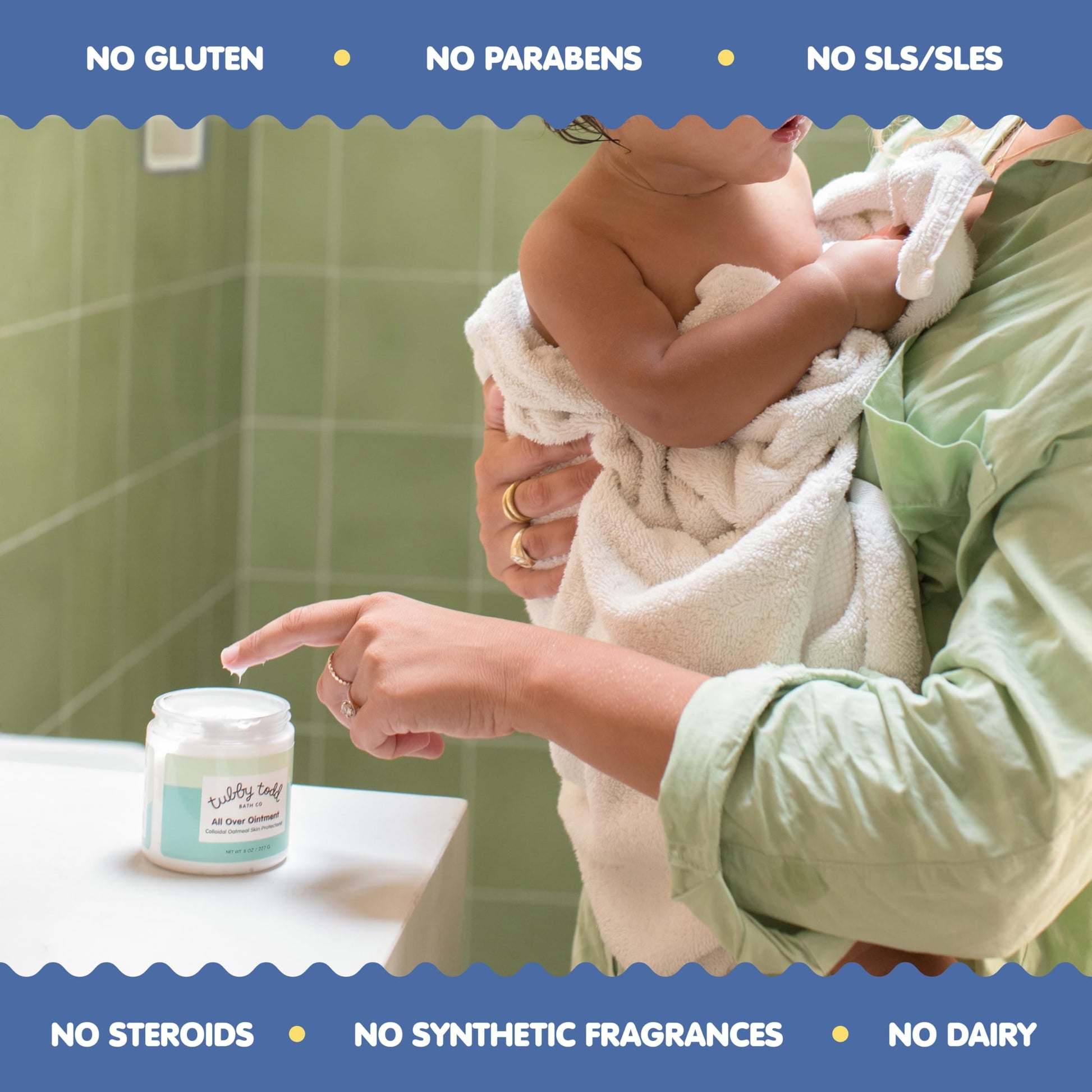 TUBBY TODD All Over Ointment - Baby Eczema Cream - Everyday Multi-Purpose Baby Skin Relief Cream - Sensitive Skin, Dry Skin & Irritation - Steroid & Gluten Free - Fragrance Free, 2 Pack 3.5oz & 8oz