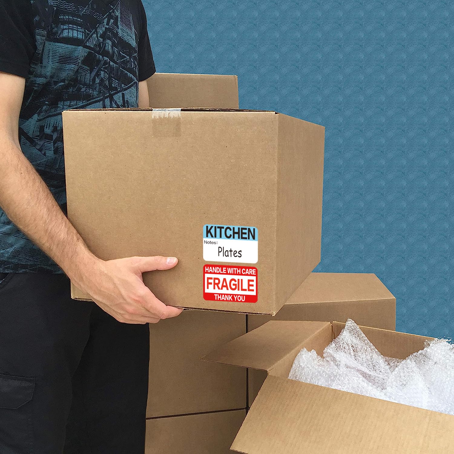 600 Count 3 x 2 Large Home Moving Packing Box Labels for 3-4 Bedroom House with Writable Notes Areas, 17 Color Coded Moving Labels for Boxes + Fragile Moving Stickers + Heavy and Blank Labels