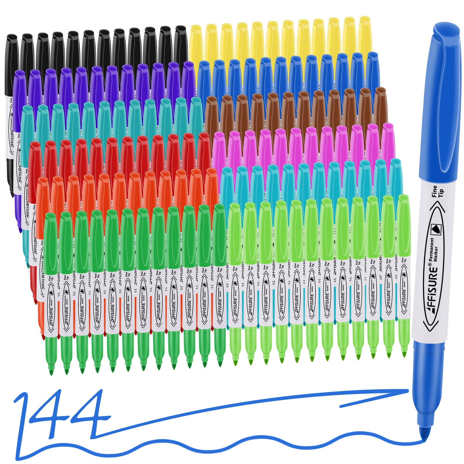 Permanent markers, 100 packs permanent markers bulk, quick drying in one second, waterproof, smooth, not easy to erase, durable, can be marked on glass, tiles and cloth, office supplies …