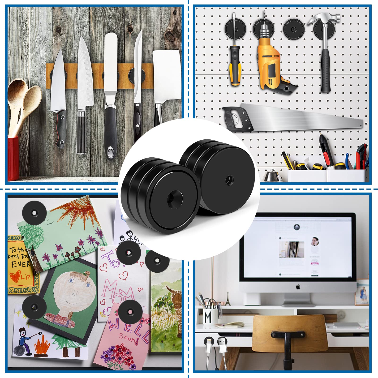 LOVIMAG Magnets with Holes, 110 lb+ Waterproof Strong Neodymium Cup Disc Magnets with Screws for Wall Mounting, Lifting Tools - Pack of 6