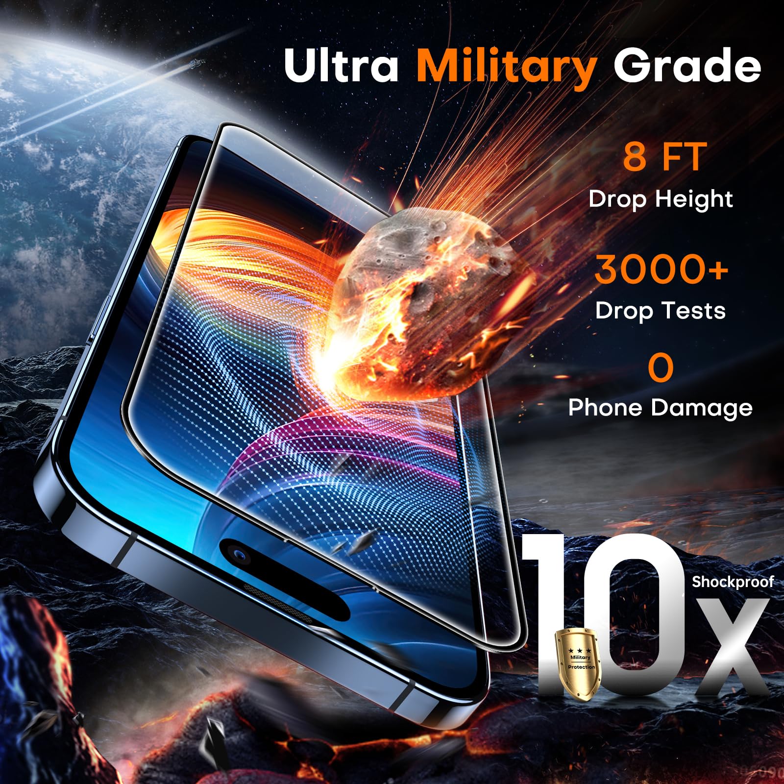 TOCOL for iPhone 15 Pro Max Screen Protector 9H Hardness Military Grade Shatterproof HD Tempered Glass for Full Coverage Easy Installation 2 Pack