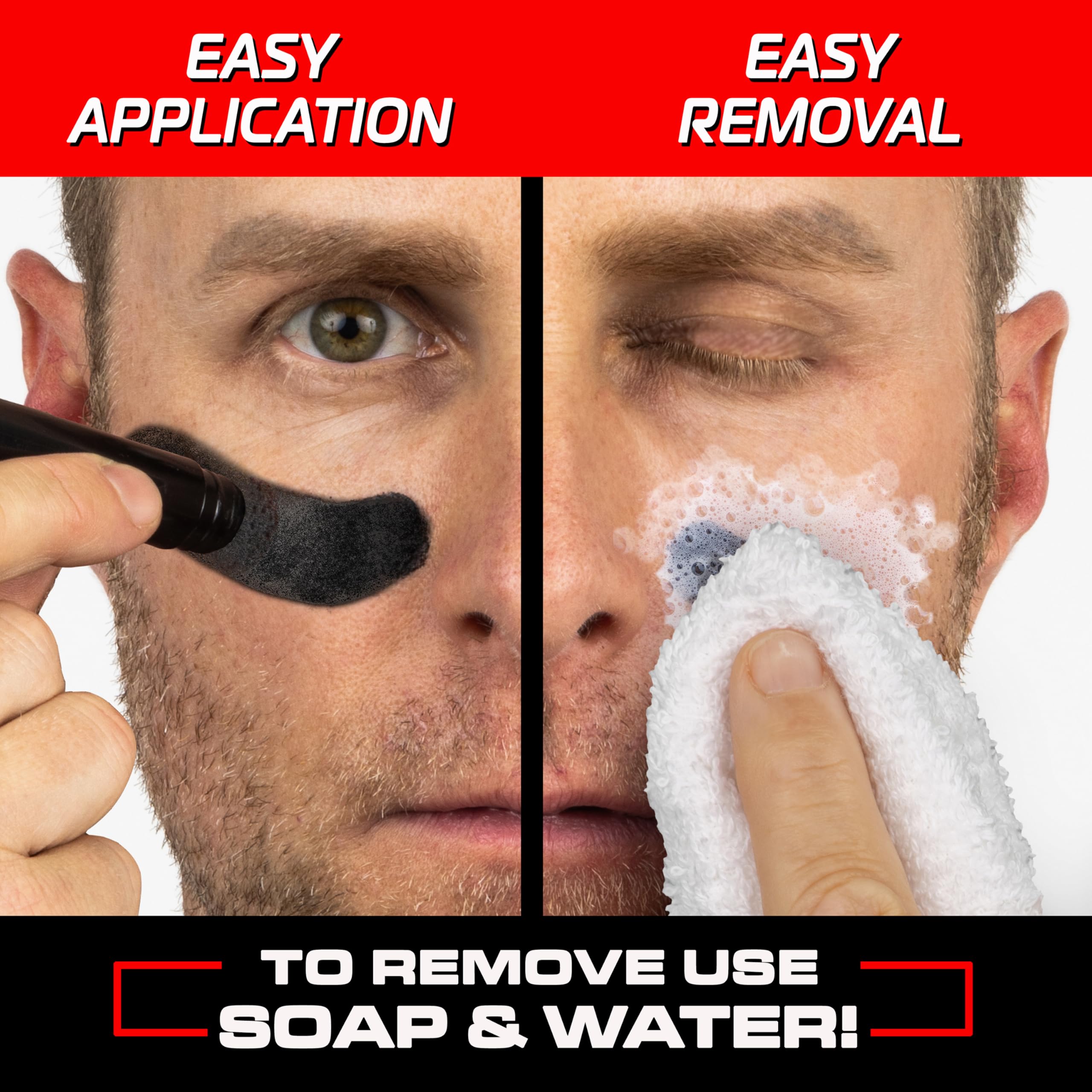 GoSports Anti Glare Eye Black Sports Stick for Football, Baseball, Softball & More - 2 Pack Under Eye Sports Paint Sticks