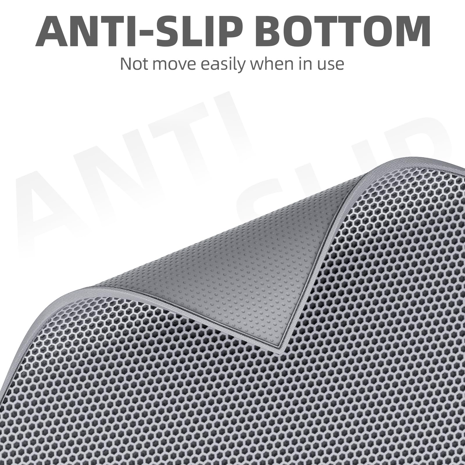 ESTHELLO Cat Litter Mat, Cat Litter Trapping Mat, Honeycomb Double Layer Design, Easy to Clean,Washable (24’’ x 15’’ Gray