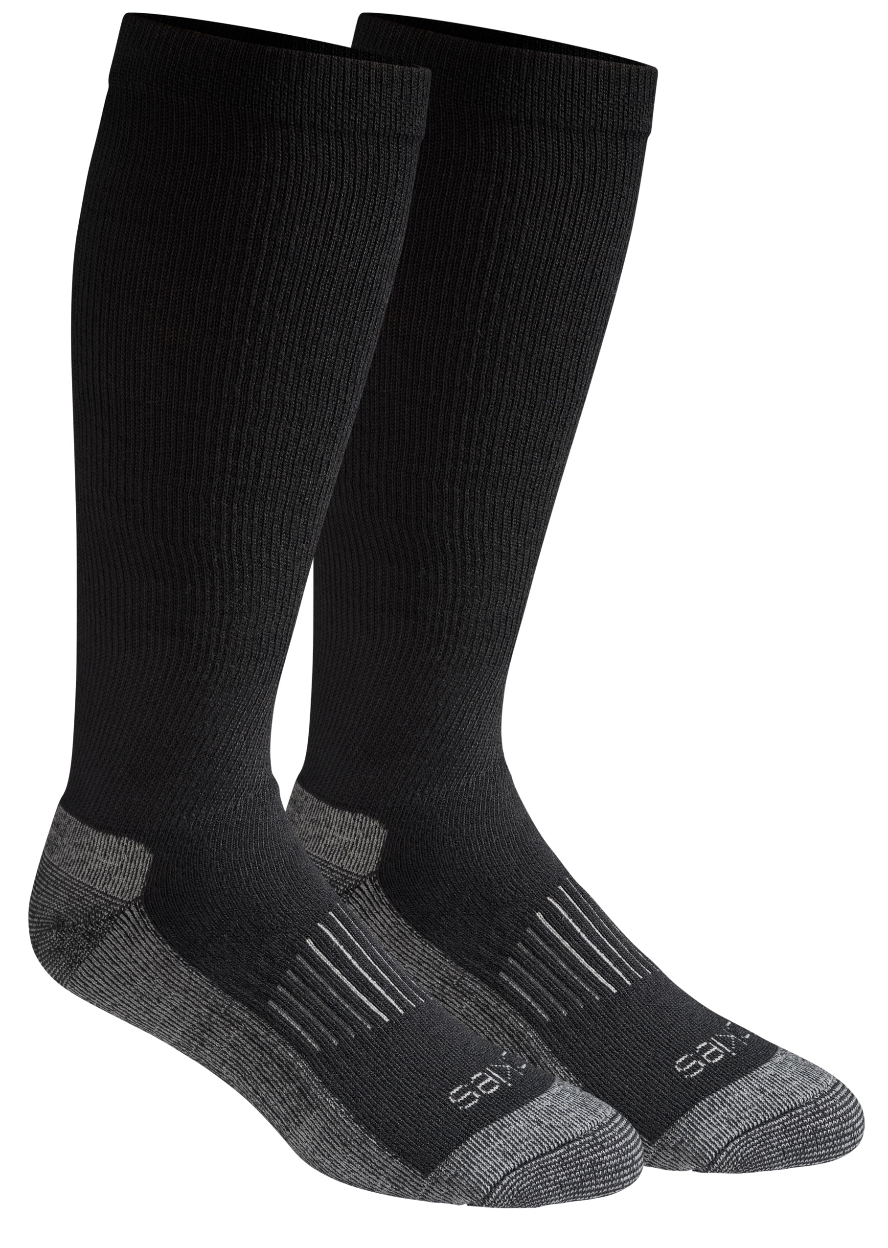 Dickies Men's Light Compression Comfort Over-The-Calf Socks, Available in M-XXL (2, 4, Black (2 Pairs), Large