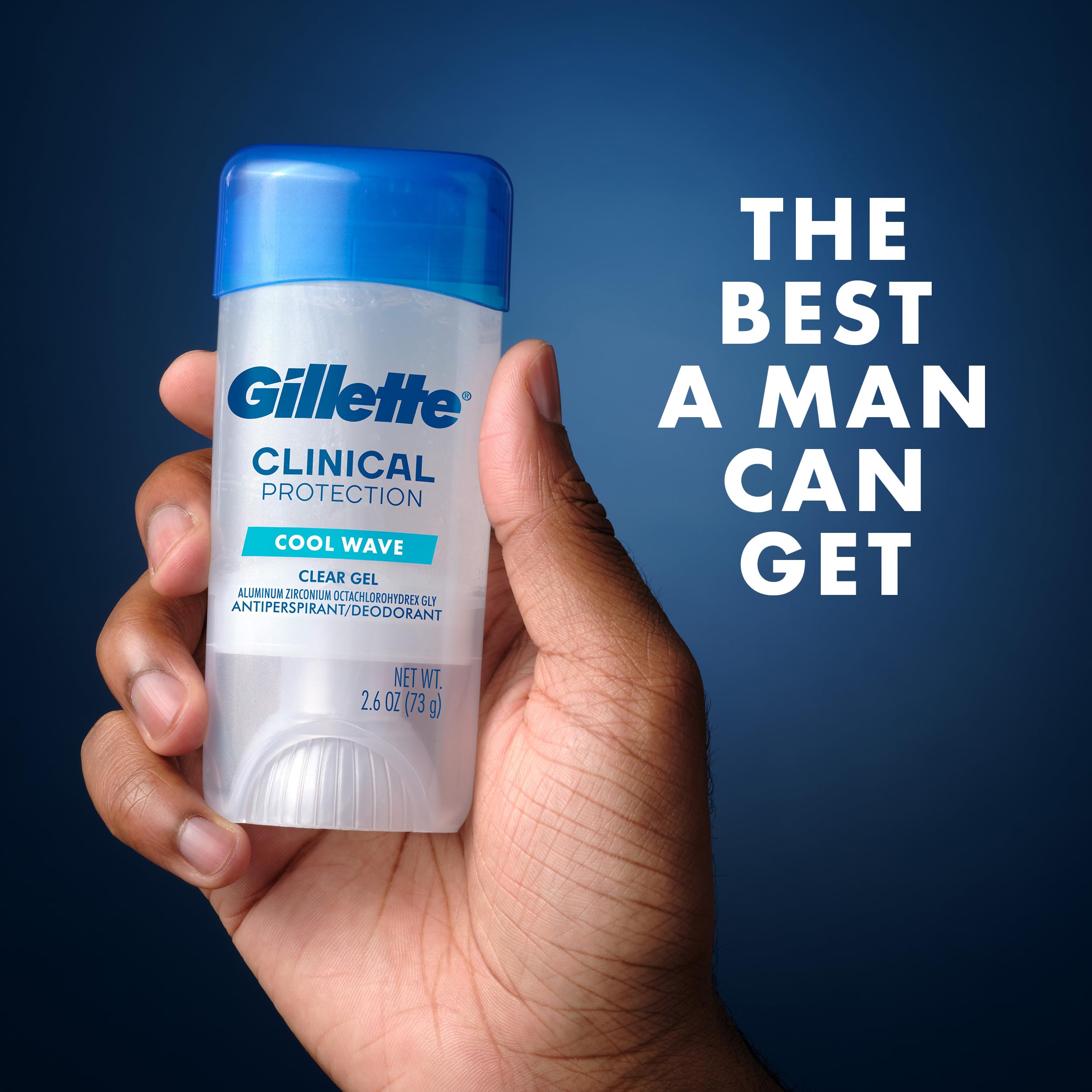 Gillette Clinical Antiperspirant and Deodorant for Men, 72hr Sweat & Odor Protection, Long Lasting Freshness, Anti-White Mark Technology, Clear Gel, Cool Wave Scent, 2.6 oz