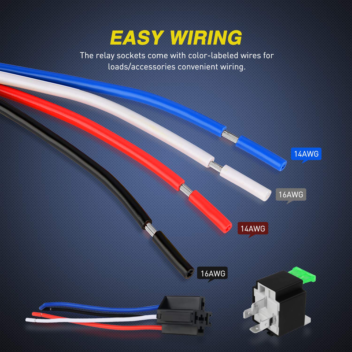 Nilight 50023R 5 Pack 30A Fused Relay Switch Kit 12V 4 Pin SPST Relay Interlocking Harness Socket Holder 30 Amp 12 Volt Automotive Relays with Fuse for Auto Cars Trucks RV