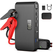 1600A Battery Jump Starter 16000mAh Jump Pack 12V with Jumper Cables, Portable Battery Booster with USB QC 3.0 Wall Charger for Car 7.2L Gas/5.5L Diesel Engine