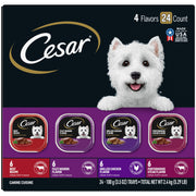Cesar Wet Dog Food Classic Loaf in Sauce Beef Recipe, Filet Mignon, Grilled Chicken and Porterhouse Steak Variety Pack, 3.5 oz. Easy Peel Trays (24 Count, Pack of 1)