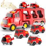 Bennol Toddler Trucks Toys for Boys Age 1-3 3-5, 5 in 1 Fire Car Truck for Girls 1 2 3 4 5 6 Years Old, Christmas Birthday Gift Car Sets with Light Sound