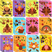 36 Sheets Thanksgiving Make-A-Turkey Stickers, Thanksgiving Crafts for Kids, Thanksgiving Make Your Own Turkey Stickers DIY Games Stickers for Fall Family Classroom Party Favors