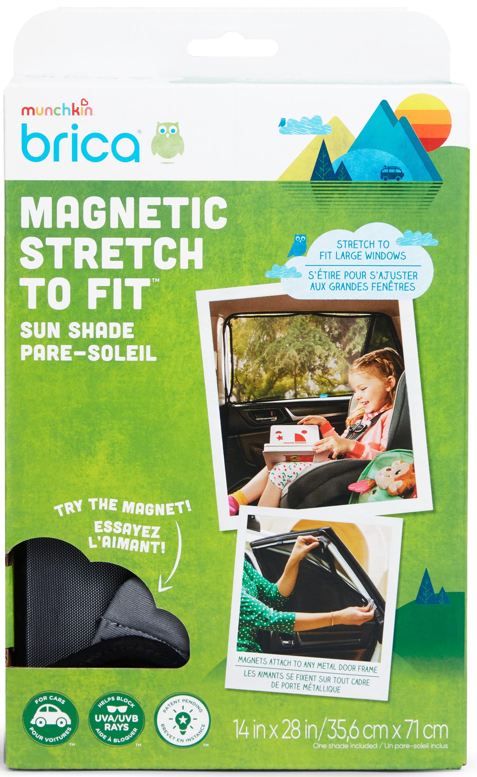 Munchkin® Brica® Magnetic Stretch to Fit™ Sun Shade, Black, 1 Pack