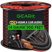 14AWG Speaker Wire, GearIT Pro Series 14 AWG Gauge Speaker Wire Cable (100 Feet / 30.48 Meters) Great Use for Home Theater Speakers and Car Speakers Black