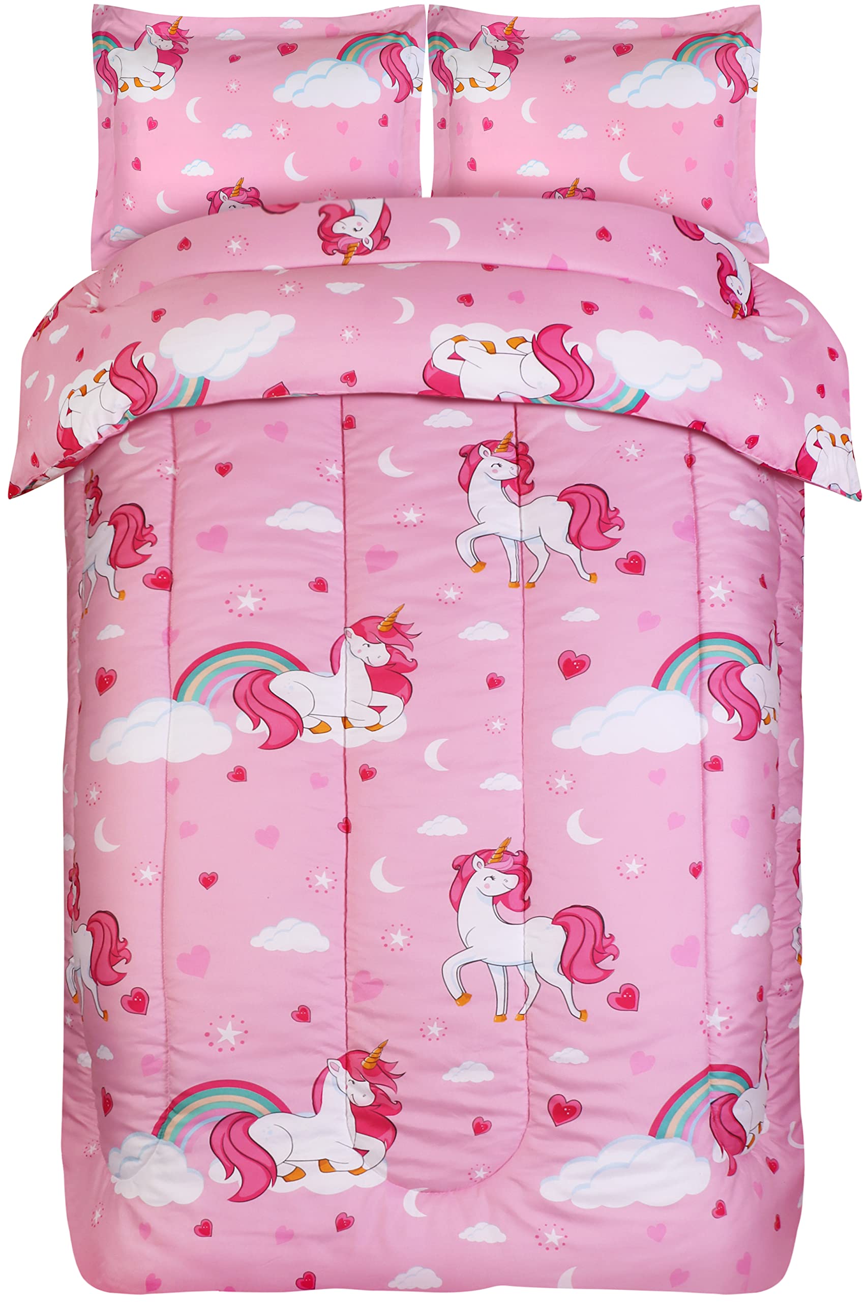 Utopia Bedding All Season Unicorn Comforter Set with 2 Pillow Cases, 3 Piece Soft Brushed Microfiber Kids Bedding Set for Boys/Girls, Machine Washable (Twin)
