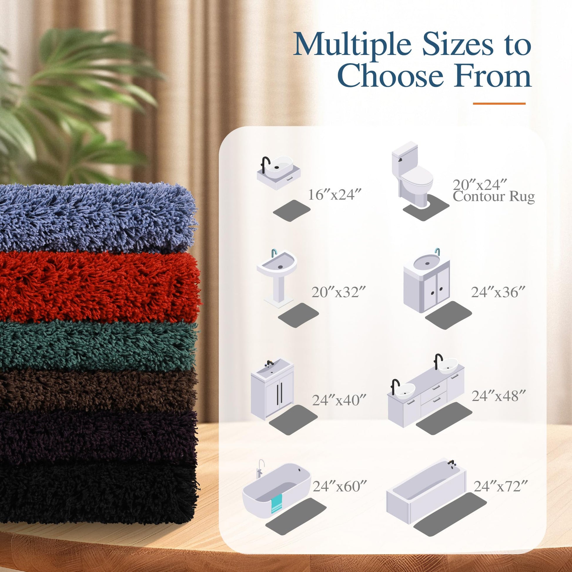 Walensee Non Slip Bath Mat for Bathroom (16 x 24, Dark Purple) Water Absorbent Soft Microfiber Shaggy, Machine Washable Thick Plush Bath Rugs for Shower
