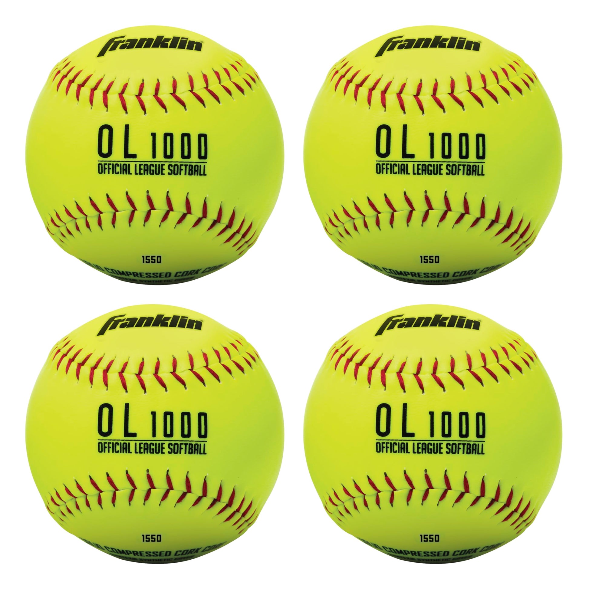 Franklin Sports Official Size Softballs - 12" Fastpitch Practice Great for + Training Weight 4 Pack