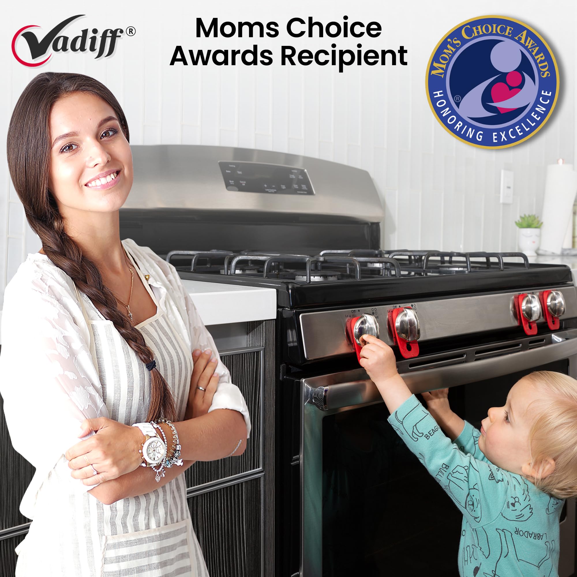 2025 Mom's Choice Winner- Gas Stove Knob Locks - Gray Silicone Stove Knob Safety Covers for Toddlers, Pets - Child Proof Universal Size Knobs - Baby Proofing Protectors for Electric Stoves- 5Pcs