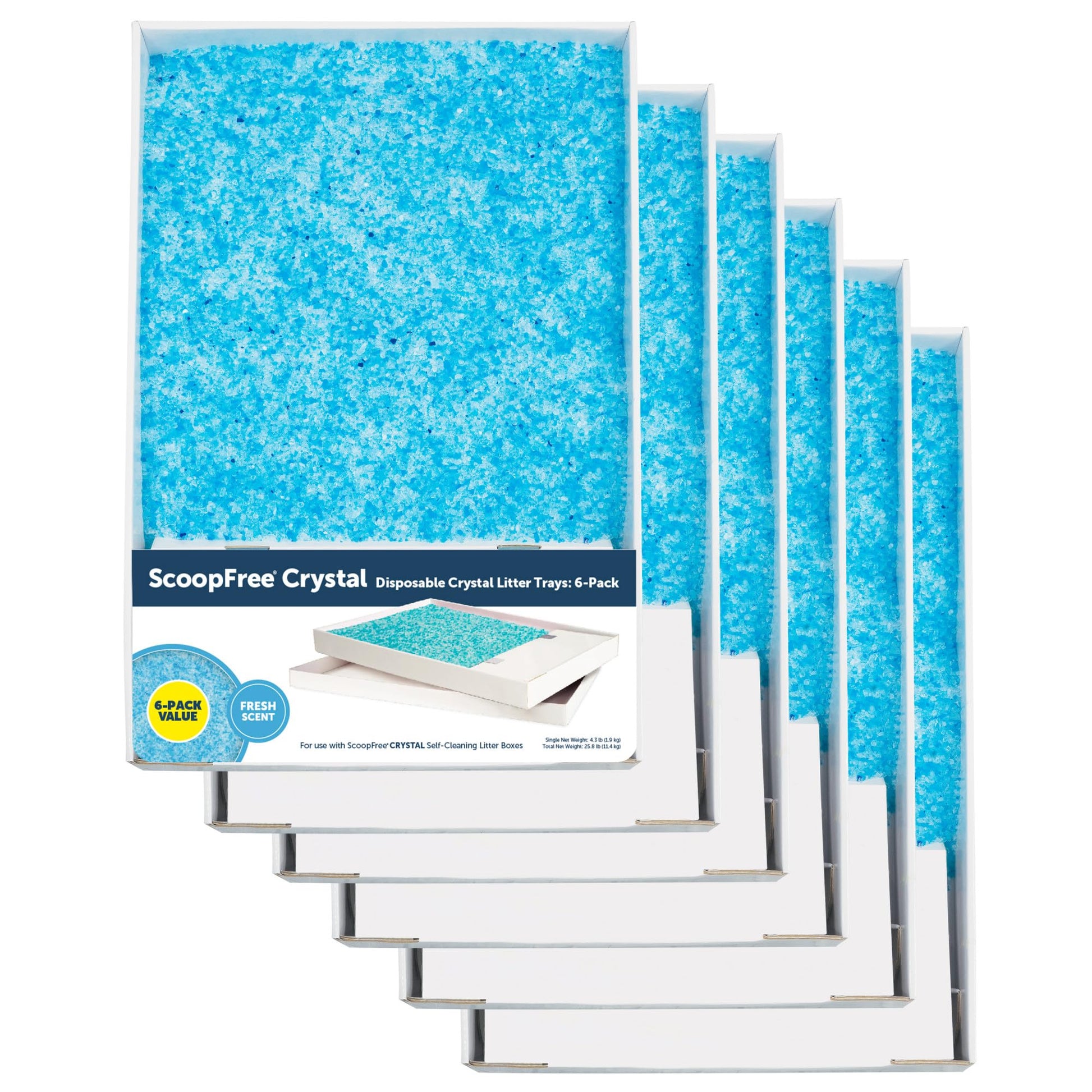 PetSafe ScoopFree Crystal Cat Litter Tray Refills (6-Pack) - Compatible with ScoopFree Crystal Litter Boxes - Rapid Odor Elimination, Leak Protection, Fresh Scent