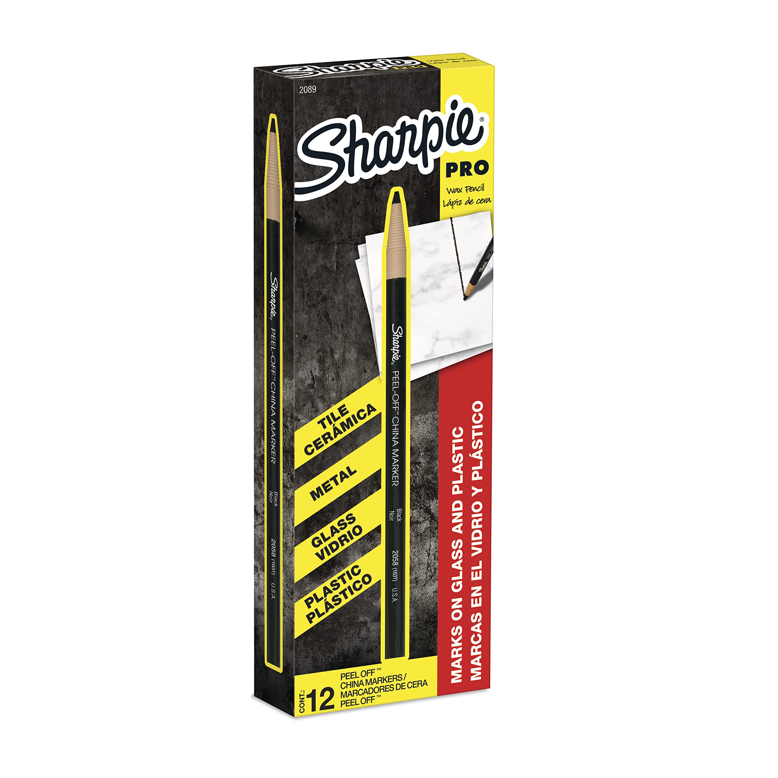 Sharpie Peel-Off China Marker Fettstifte, Schwarz, 12 Stück