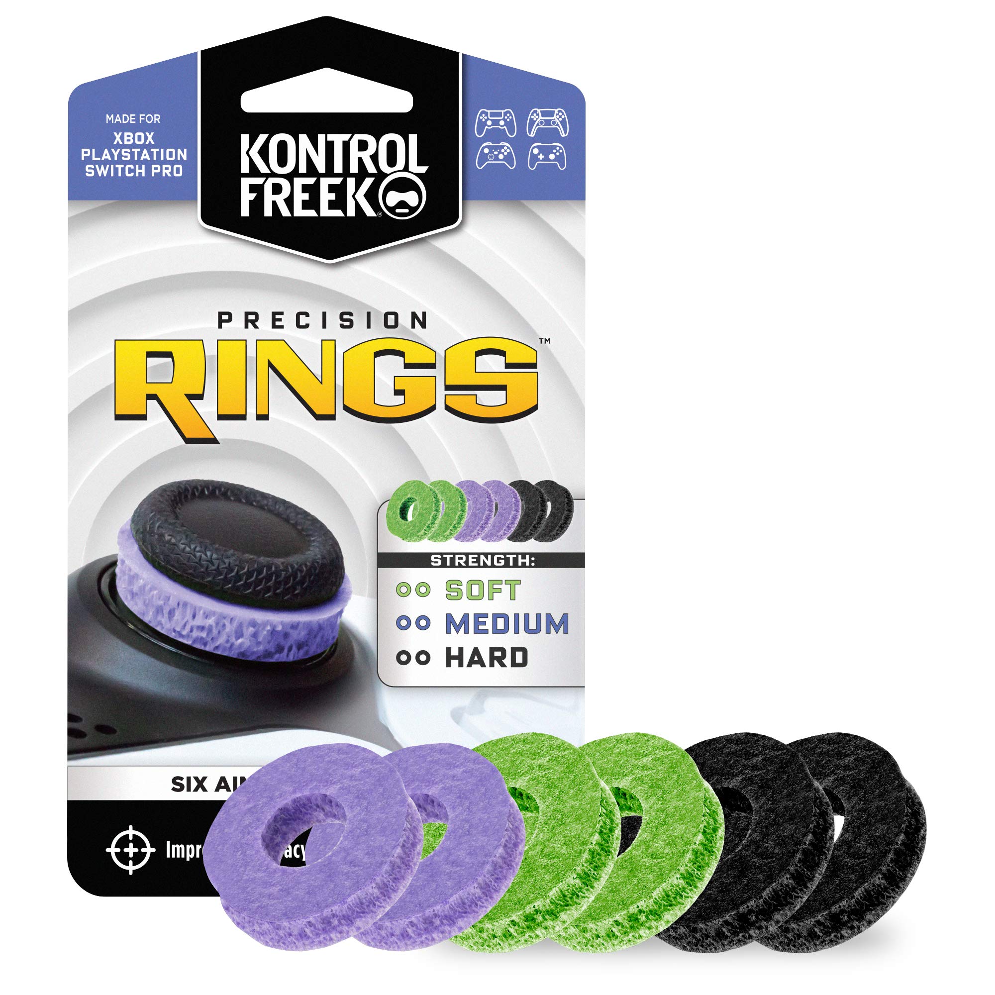 KontrolFreek Precision Rings | Aim Assist Motion Control for PlayStation 4 (PS4), PS5, Xbox One, XBX, Switch Pro & Scuf Controller (Black/Purple)