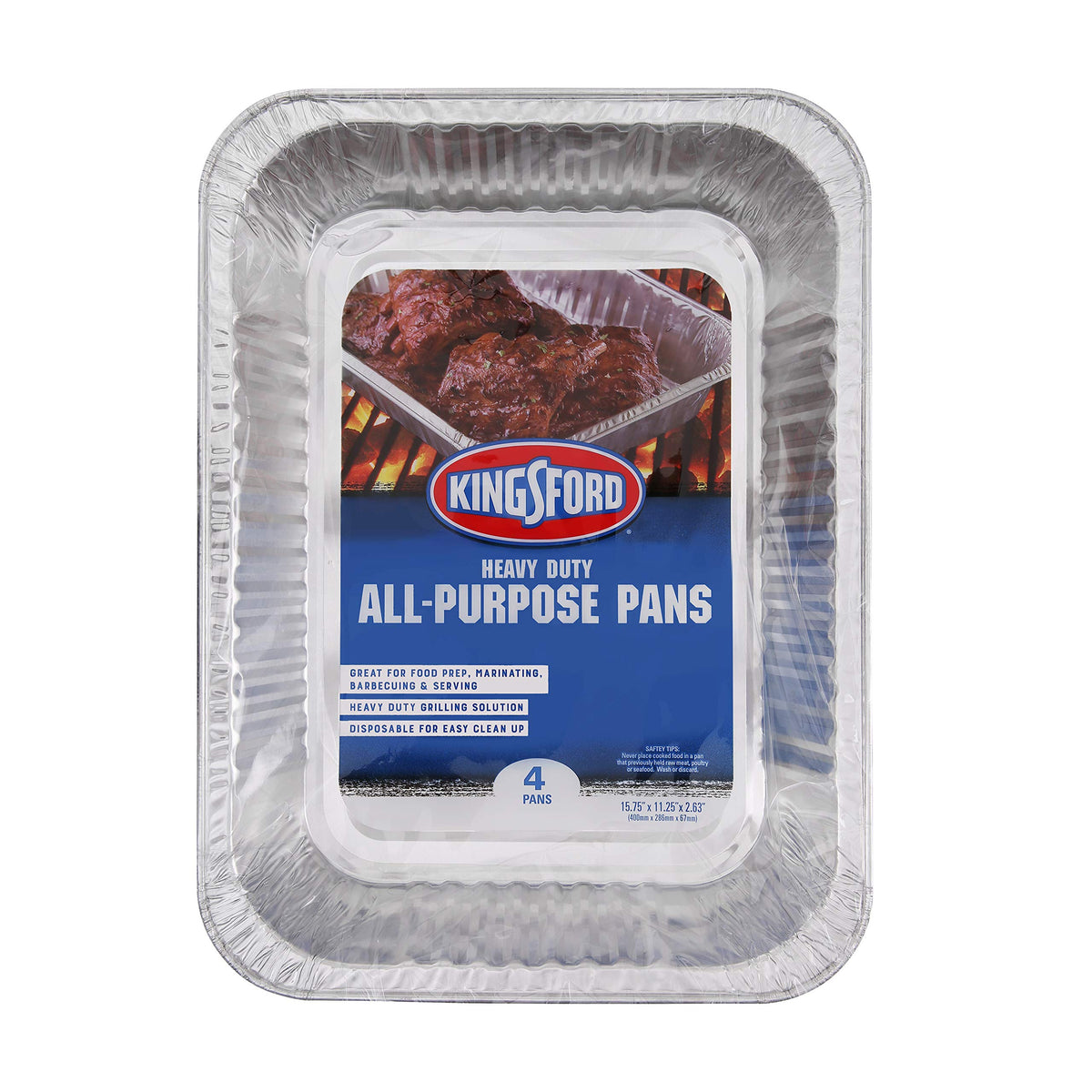 Kingsford Heavy Duty Große Aluminiumpfannen – Einweg-Aluminiumpfannen zum Kochen, Backen, Grillen, Braten und Rösten – Ideale Einweg-Warmhalteplatte, Bräter und Outdoor-Schale, 4 Stück (1er-Pack)