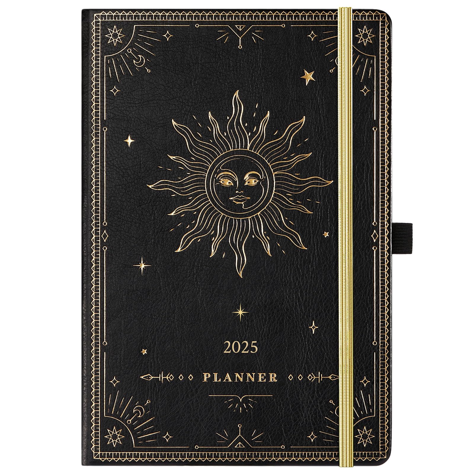 2025 Planner - 2025 Weekly Monthly Planner, January 2025 - December 2025, 5.75" x 8.25", Faux Leather Planner 2025 with Back Pocket & 40 Notes Pages - The Sun