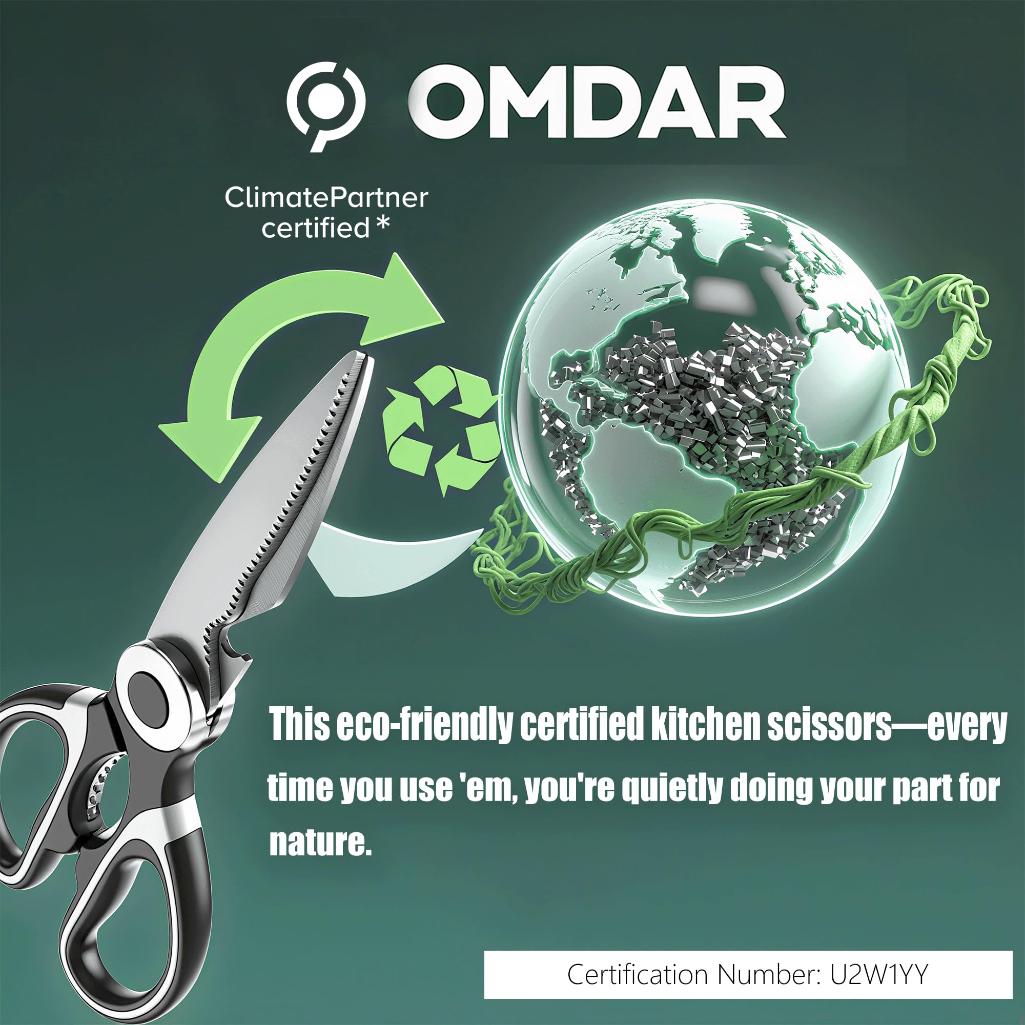OMDAR Kitchen Scissors All Purpose 3 Pack - Heavy Duty Stainless Steel Cooking Shears for Cutting Meat, Food, Fish, Poultry Multipurpose Sharp Sissors for Dishwasher Safe