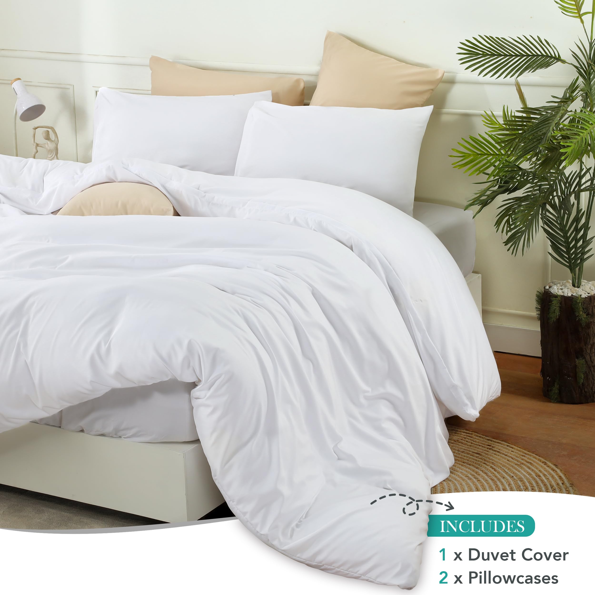 Utopia Bedding Duvet Cover Set with Pillowcases - 3 Pieces Bedding Duvet Cover with Zipper Closure - 1 Duvet Cover with 2 Pillowcases - Soft Brushed Microfiber (Queen, White)