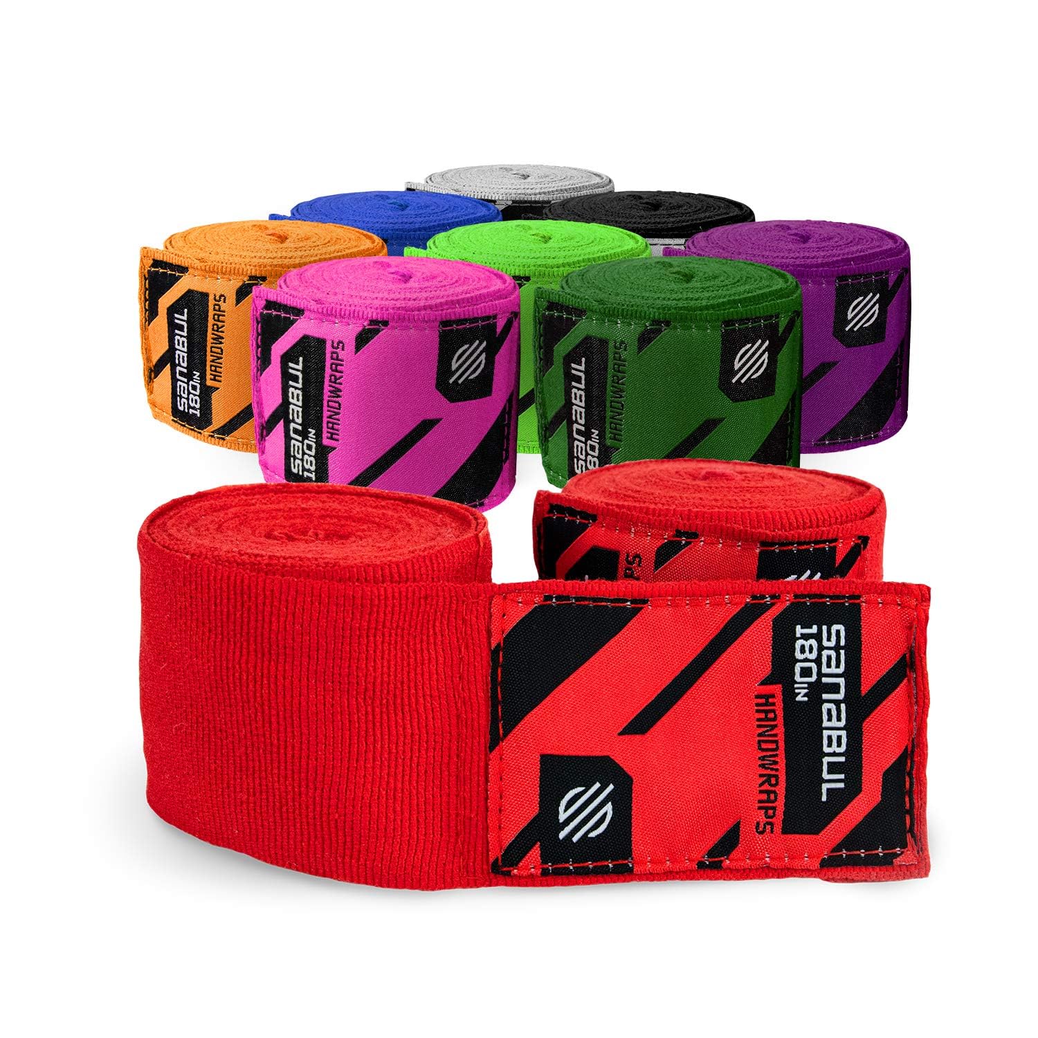 Sanabul Elastic 180 inch Boxing Hand Wraps for Boxing Gloves Muay Thai Kickboxing MMA Wraps for Men & Women, Red,180"