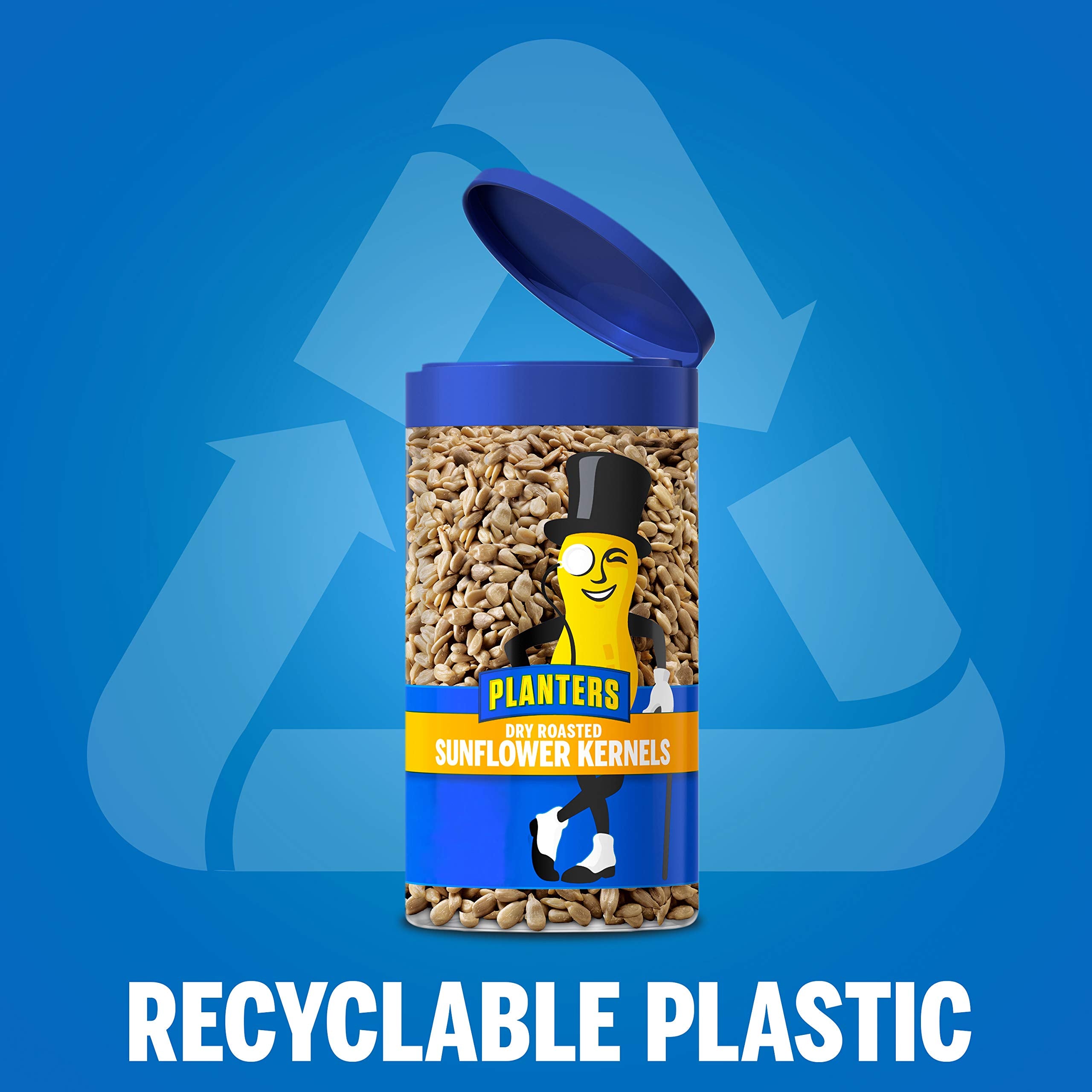 PLANTERS Pop & Pour Dry Roasted Sunflower Seeds to Eat, Road Trip Snack, Plant-Based Protein, Snacks for Adults, After School Snacks for Kids, Bulk Nuts, Kosher, 5.85oz Jar (4 Count)