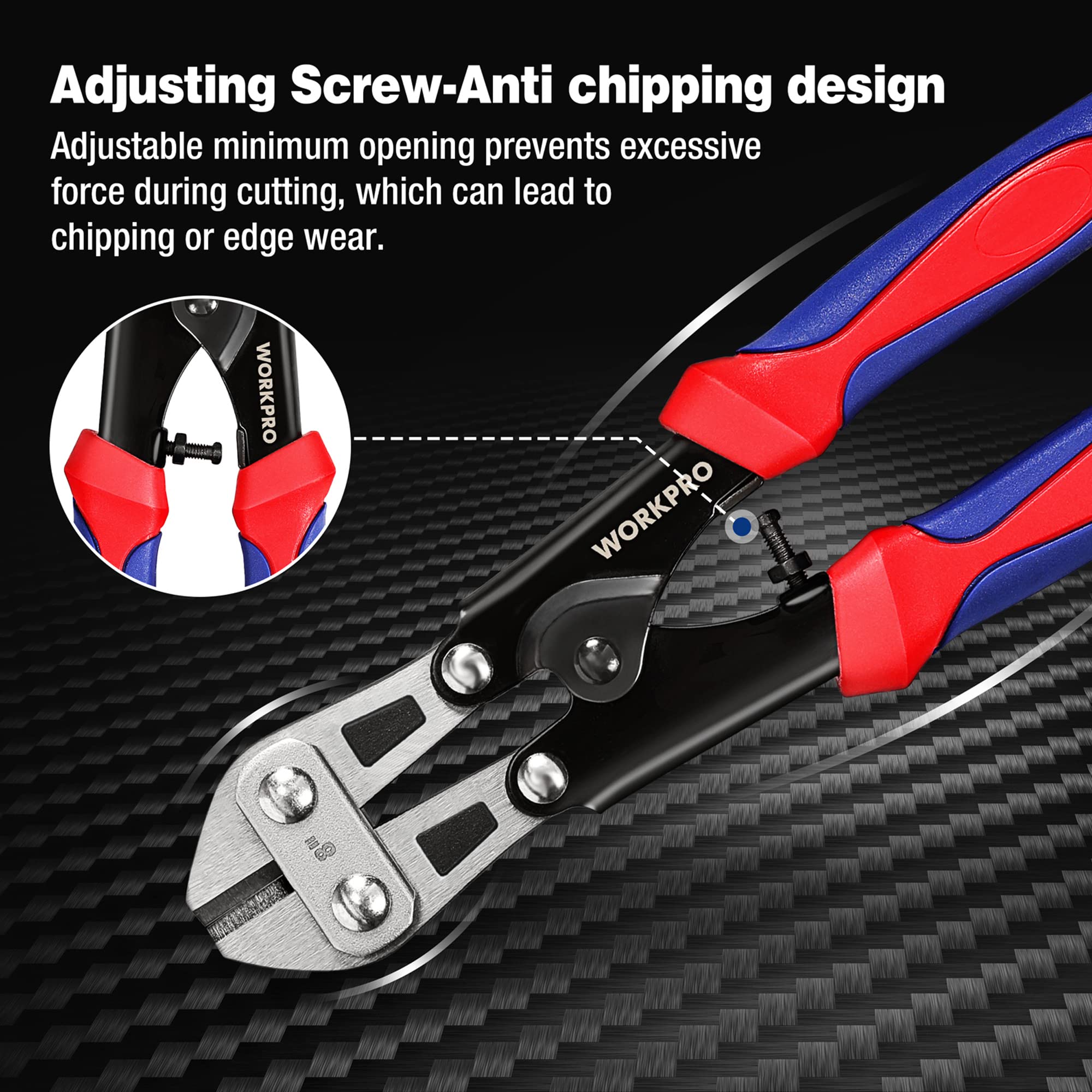 WORKPRO Mini Bolt Cutter 8-inch, Spring Loaded Small Heavy Duty Wire Cable Cutter, Snips Clippers with Soft Anti-Slip Handle