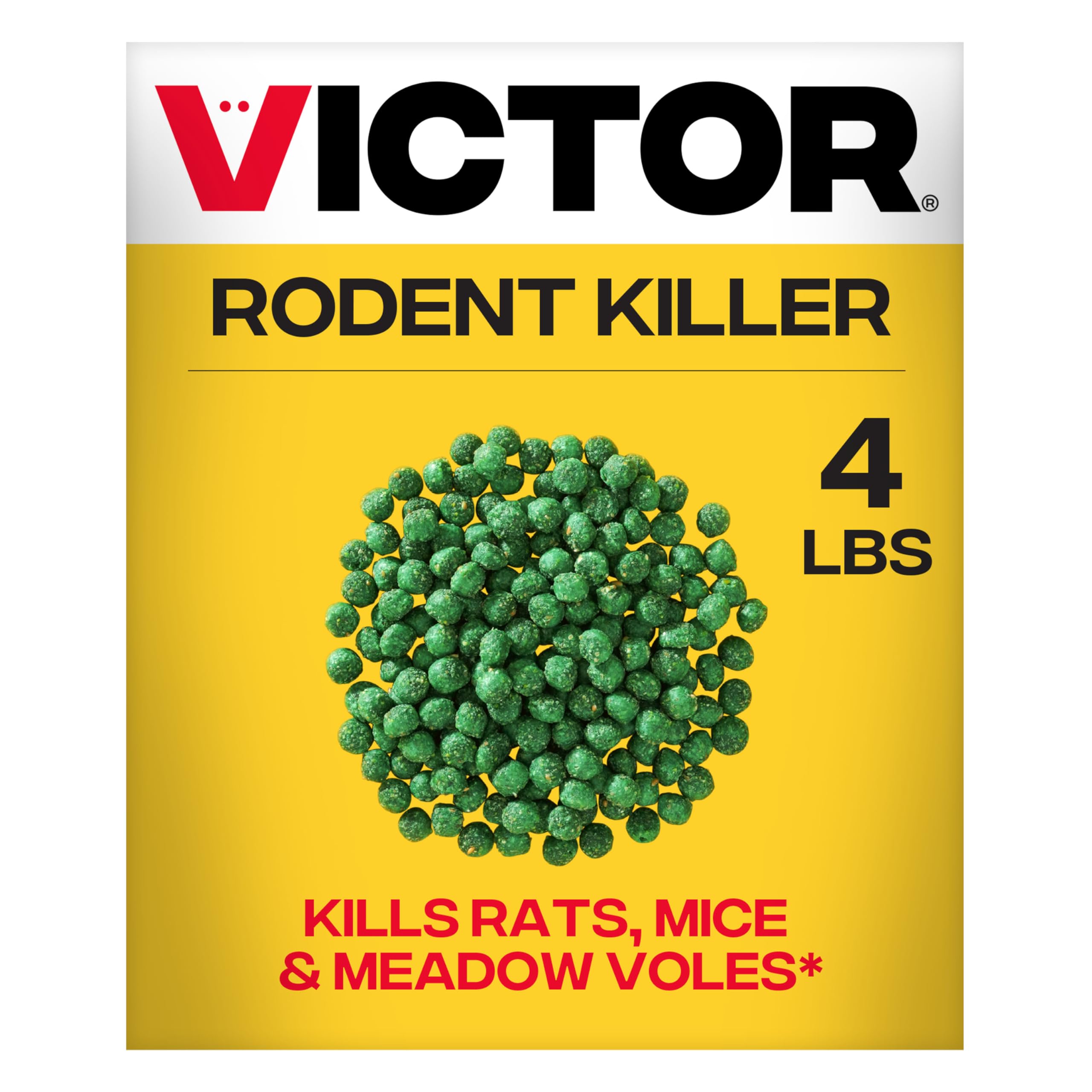 Victor Rat Poisoning for Inside & Outside Use - Kills Rats, Mice, Meadow Voles | Mouse Poisoning for Indoor & Outdoor Areas, Ready-to-Use, 4 lb Bag - M925