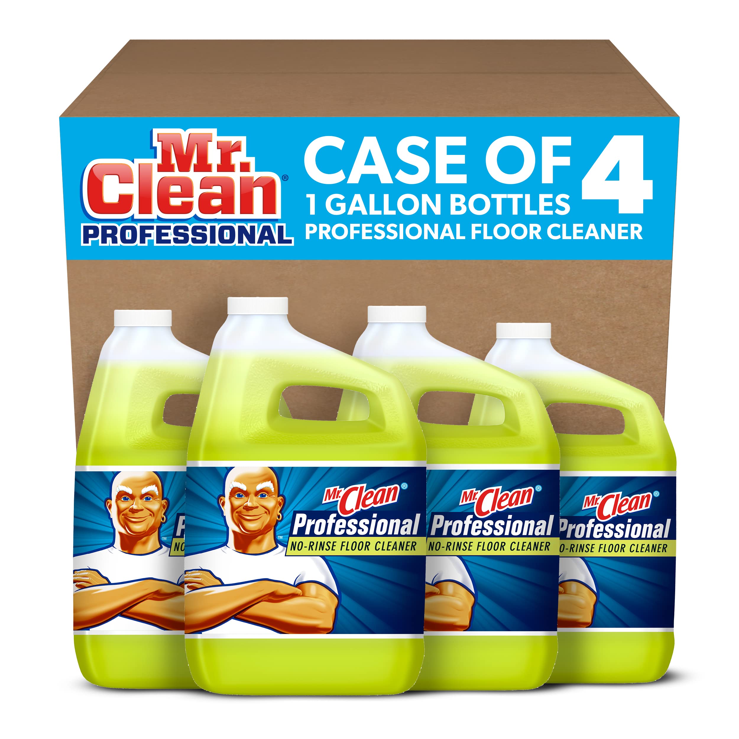 Floor Cleaner from Mr. Clean Professional, Bulk No-Rinse Ready to Use Cleaner Refill for Commercial Use, 1 Gal. (Case of 4)
