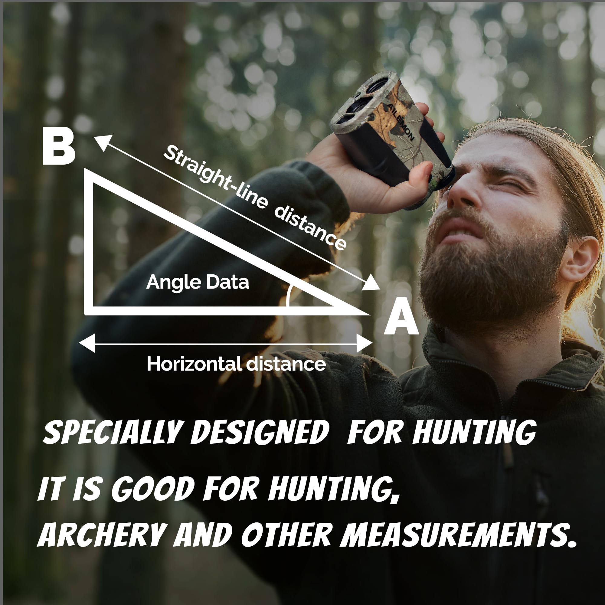 AILEMON Hunt Rangefinder Laser Range Finder for Hunting Camo 900 Yards Waterproof Archery Rangefinders Multi Functional Distance/Angle/Scan 6X Magnification