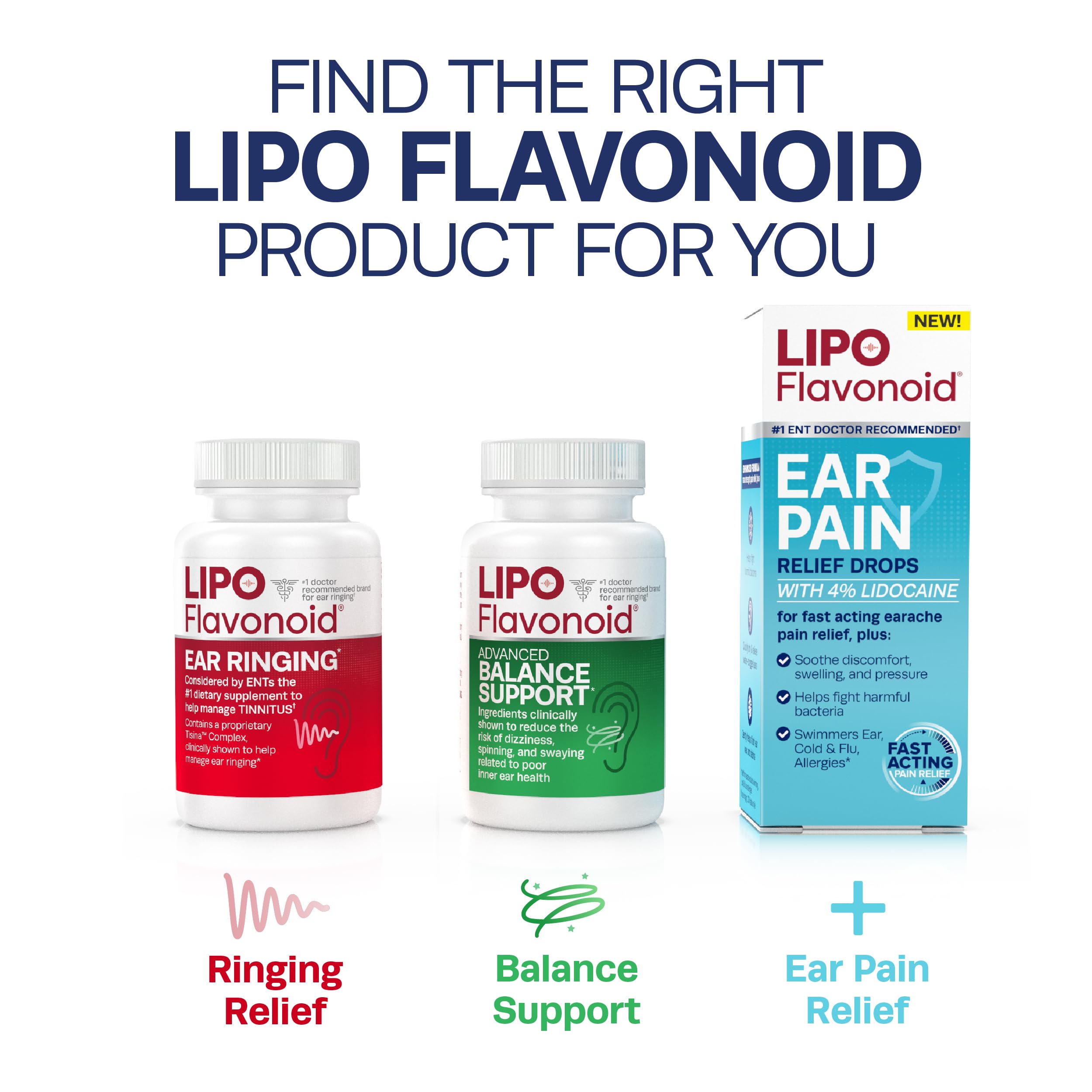 Lipo-Flavonoid Plus Tinnitus Relief - Doctor-Recommended for Ringing Ears - Clinically-Proven Lemon Bioflavonoid Complex with Vitamins C, B1, B2, B6, B12, & Calcium - 150 Caplets