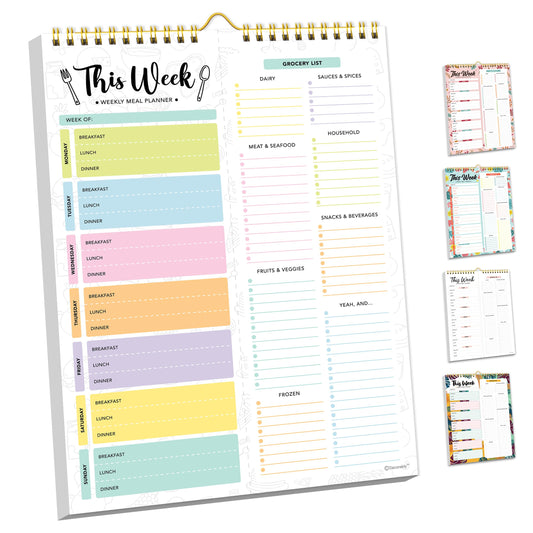 Decorably Weekly Meal Planner with Grocery List Detailed - Weekly Meal Planner and Grocery List - 52 Easy Tear-Off Sheets Meal Planning Notepad, 8.5x11in Weekly Menu Planner Pad