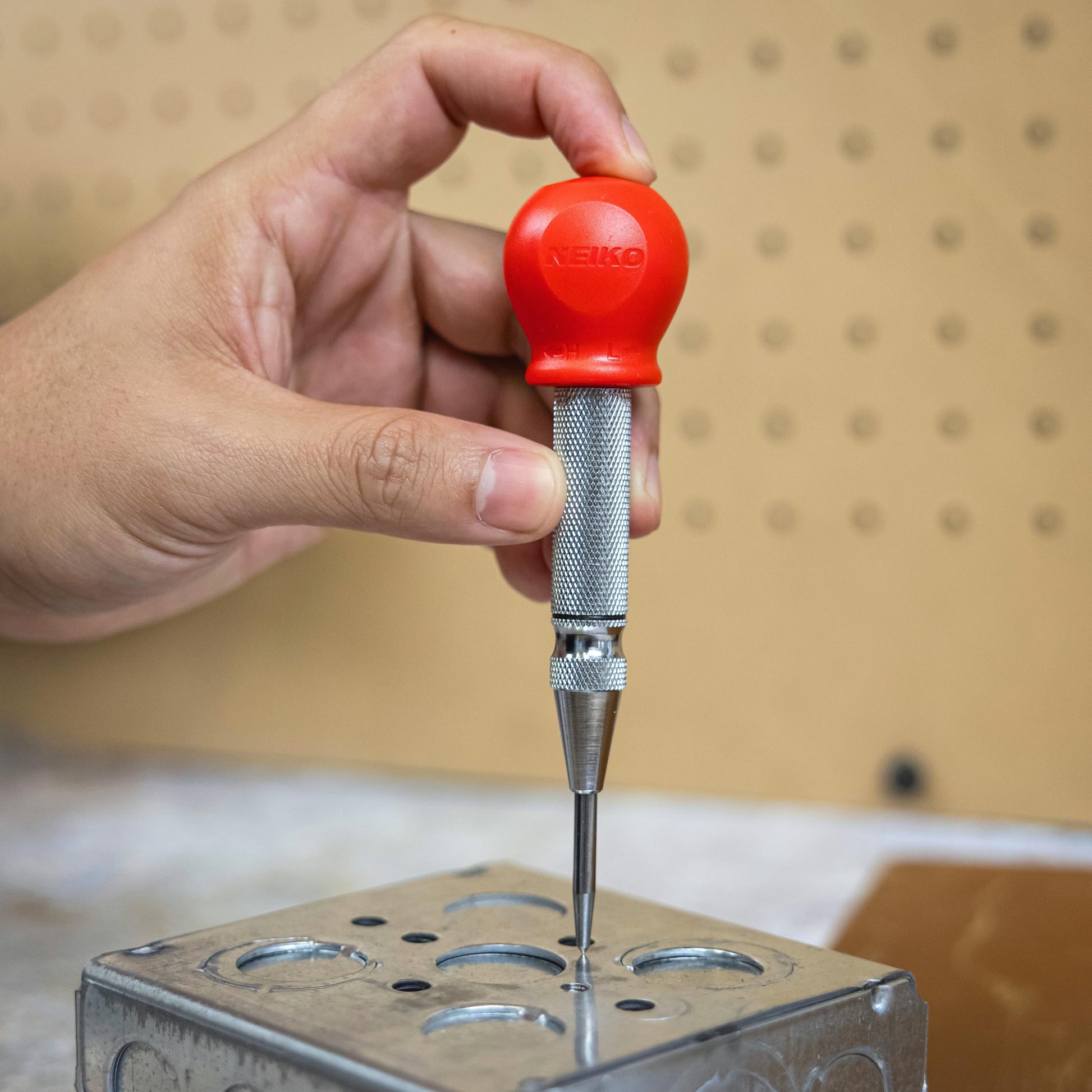 NEIKO 02638A 5-Inch Automatic Center Punch for Metal, Adjustable Impact Spring Loaded Center Punch Tool, Spring Punch, Center Punch Spring Loaded, Auto Center Punch