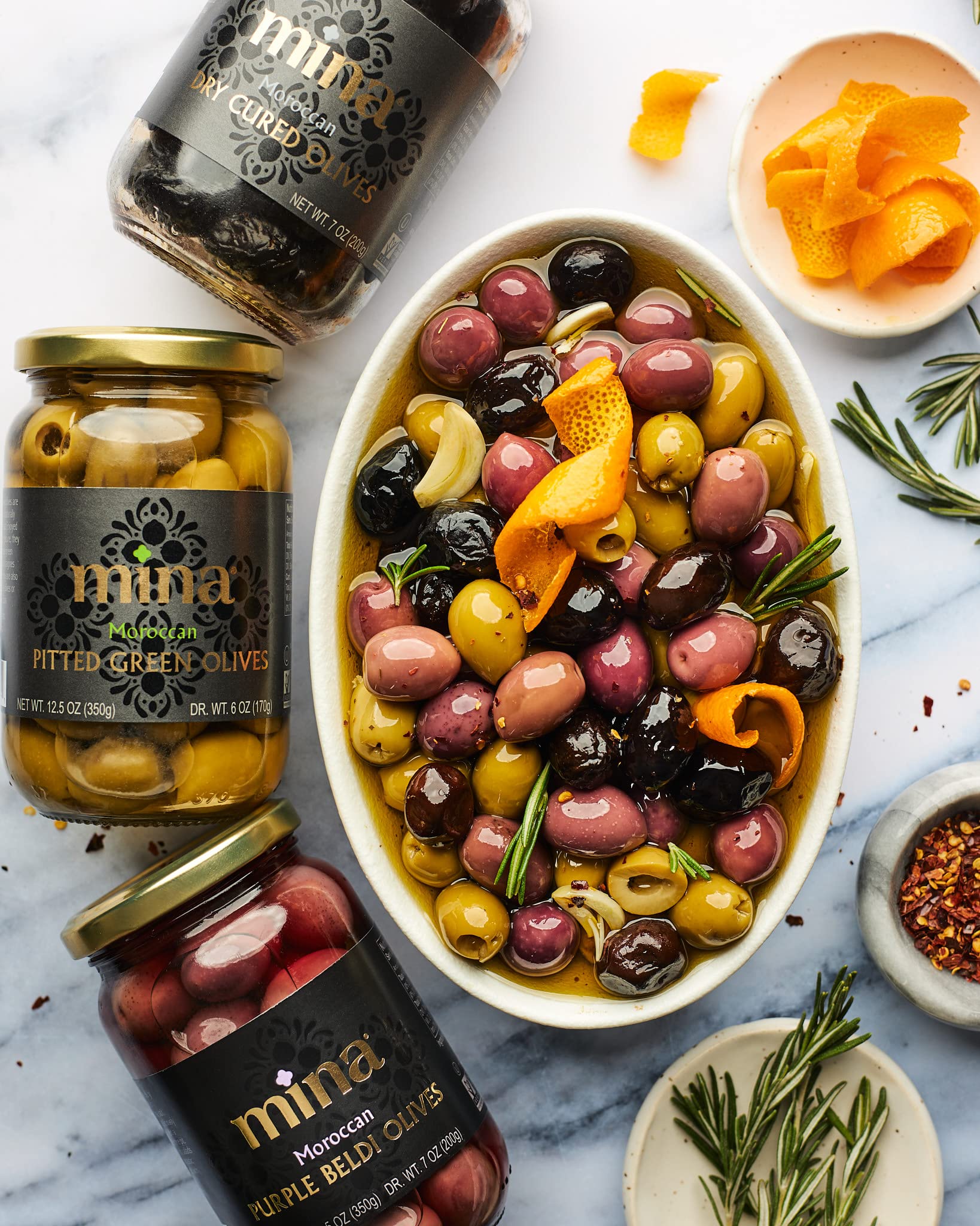 Mina Dry Cured Black Olives, 7 oz - Moroccan Olive Oil Cured Olives, Premium Handpicked and Naturally Cured Dried Olives, Non GMO, Gluten Free, Low Carb, Vegan, Great Paleo Keto Snacks