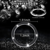 LivTee 2 PCS Crystal Double Rhinestone Car Engine Start Stop Decoration Ring, Bling Car Interior Accessories for Women, Push to Start Button Cover/Sticker, Key Ignition & Knob Bling Ring, White