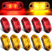 10 Pcs 2.5 Inch LED Trailer Lights 2 Diode Waterproof LED Trailer Side Marker Lights Oval Signal Running Lights For Truck Boat RV(Amber, Red)